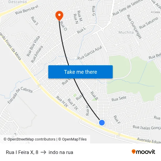 Rua I Feira X, 8 to indo na rua map