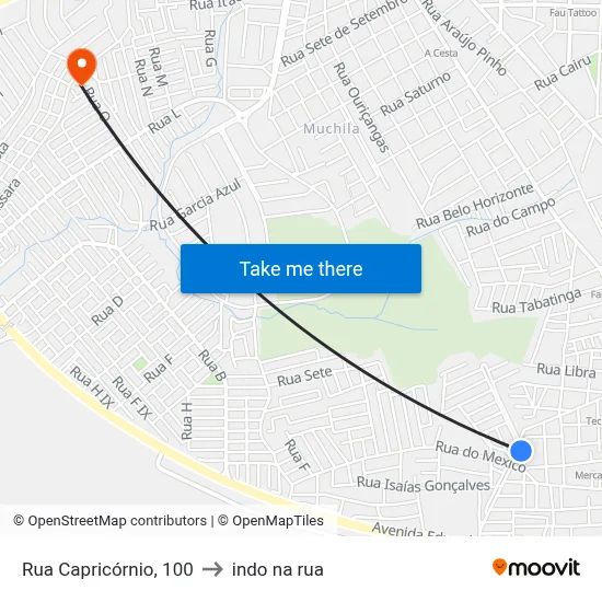 Rua Capricórnio, 100 to indo na rua map