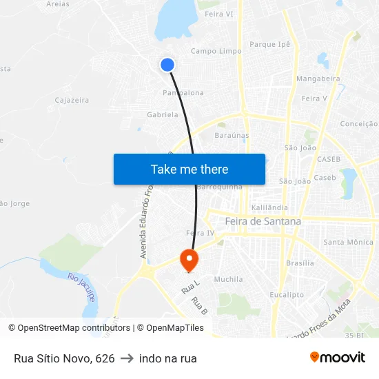 Rua Sítio Novo, 626 to indo na rua map