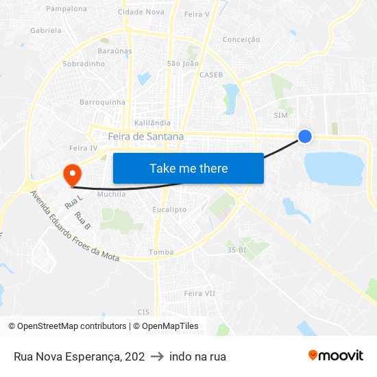 Rua Nova Esperança, 202 to indo na rua map