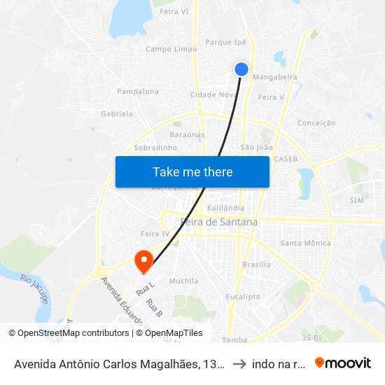 Avenida Antônio Carlos Magalhães, 1333 to indo na rua map