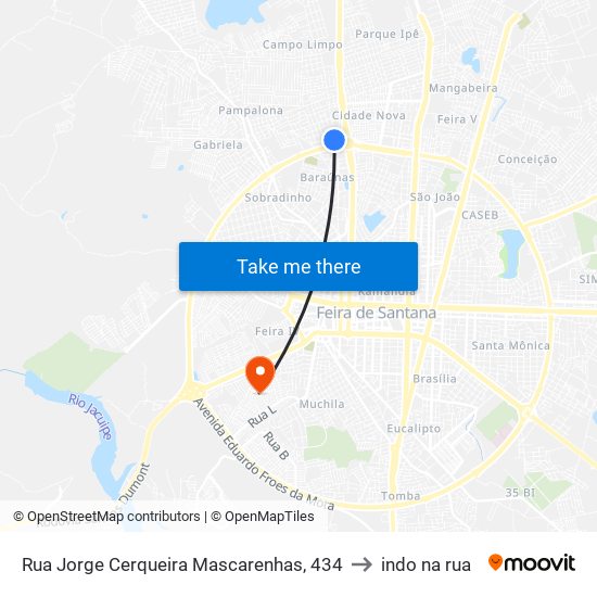 Rua Jorge Cerqueira Mascarenhas, 434 to indo na rua map