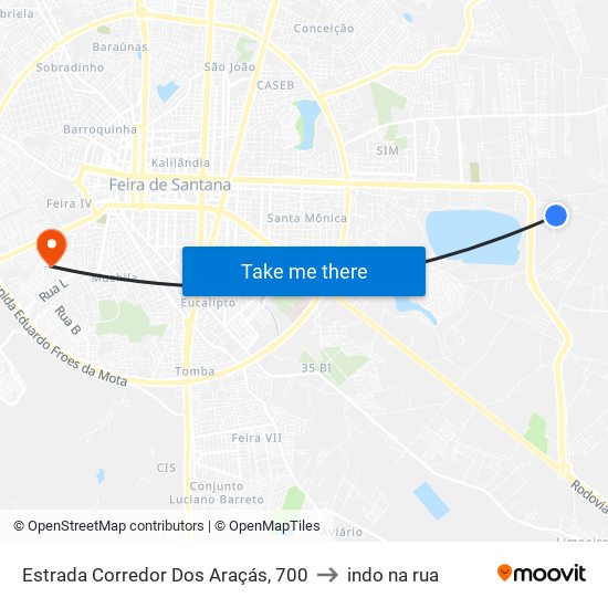 Estrada Corredor Dos Araçás, 700 to indo na rua map