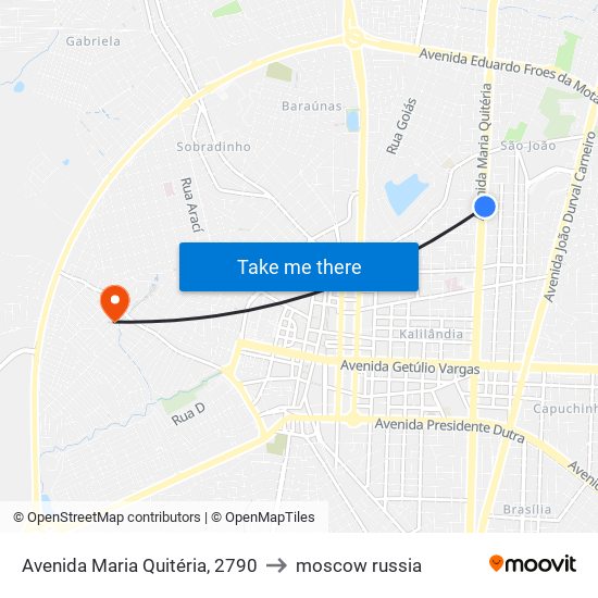 Avenida Maria Quitéria, 2790 to moscow russia map