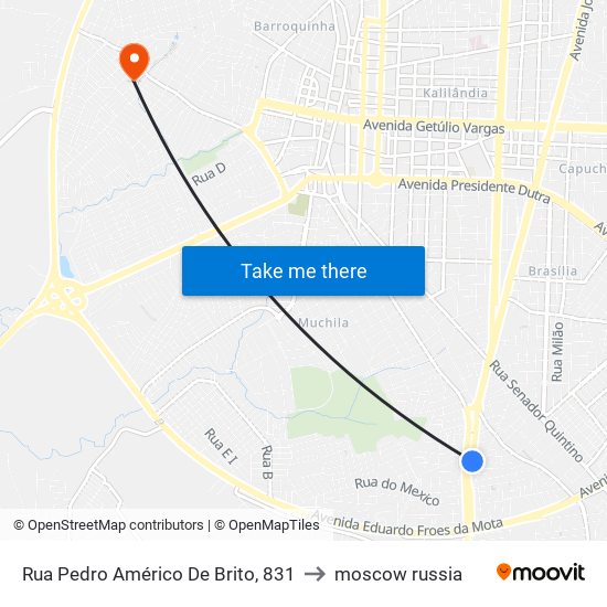 Rua Pedro Américo De Brito, 831 to moscow russia map