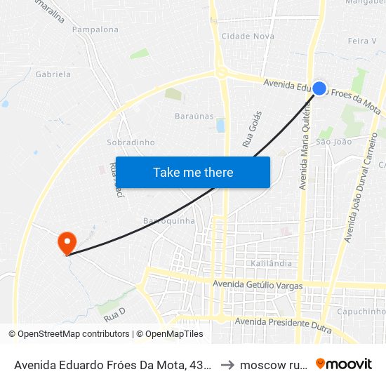 Avenida Eduardo Fróes Da Mota, 4369-4385 to moscow russia map