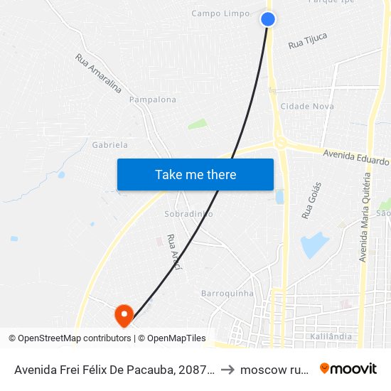 Avenida Frei Félix De Pacauba, 2087-2097 to moscow russia map