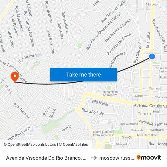 Avenida Visconde Do Rio Branco, 24 to moscow russia map