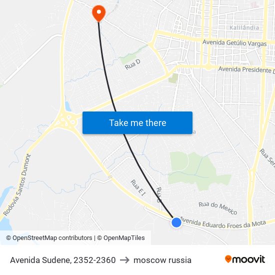 Avenida Sudene, 2352-2360 to moscow russia map