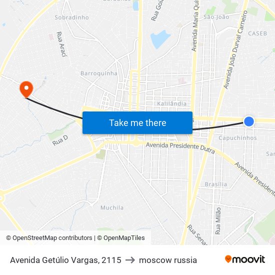 Avenida Getúlio Vargas, 2115 to moscow russia map
