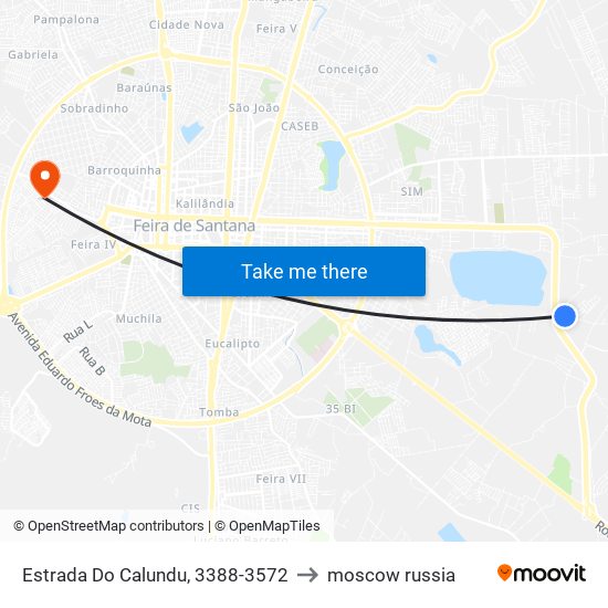 Estrada Do Calundu, 3388-3572 to moscow russia map