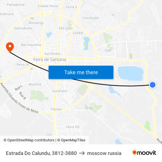 Estrada Do Calundu, 3812-3880 to moscow russia map