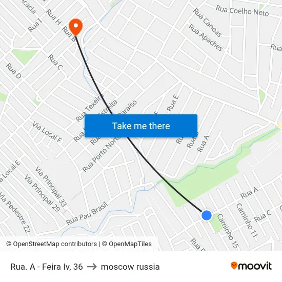 Rua. A - Feira Iv, 36 to moscow russia map