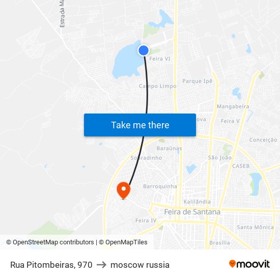 Rua Pitombeiras, 970 to moscow russia map