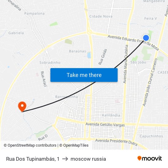 Rua Dos Tupinambás, 1 to moscow russia map