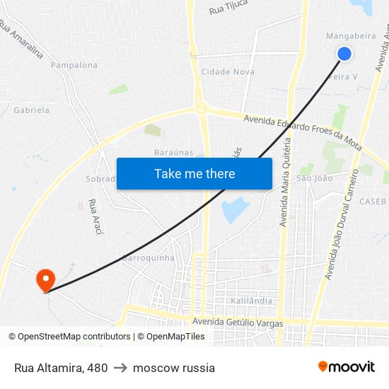 Rua Altamira, 480 to moscow russia map