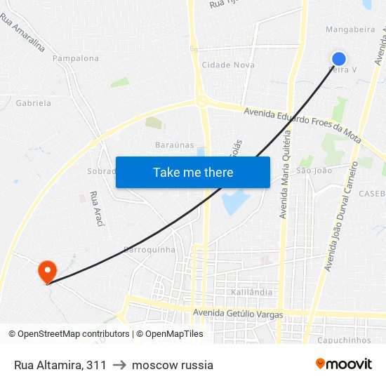 Rua Altamira, 311 to moscow russia map