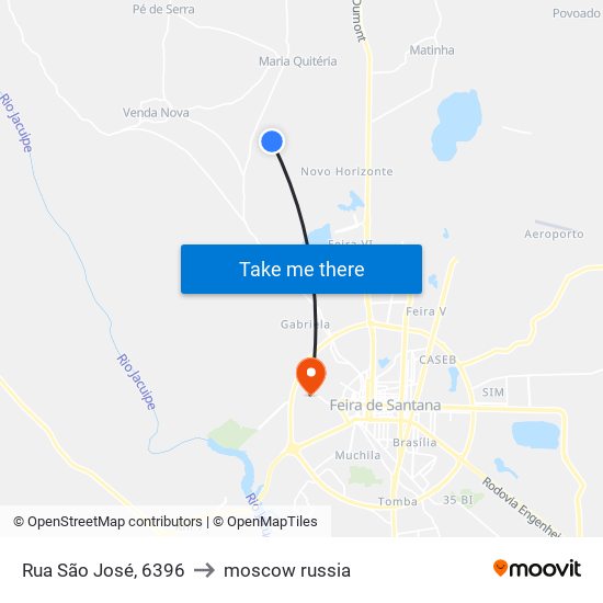 Rua São José, 6396 to moscow russia map