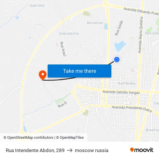 Rua Intendente Abdon, 289 to moscow russia map