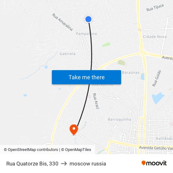 Rua Quatorze Bis, 330 to moscow russia map