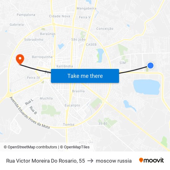 Rua Victor Moreira Do Rosario, 55 to moscow russia map