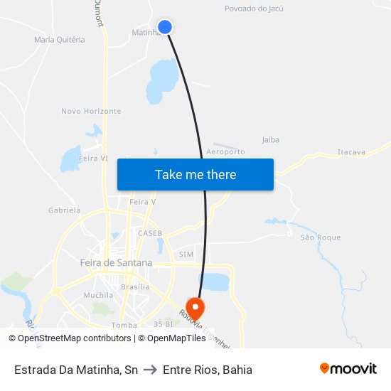 Estrada Da Matinha, Sn to Entre Rios, Bahia map