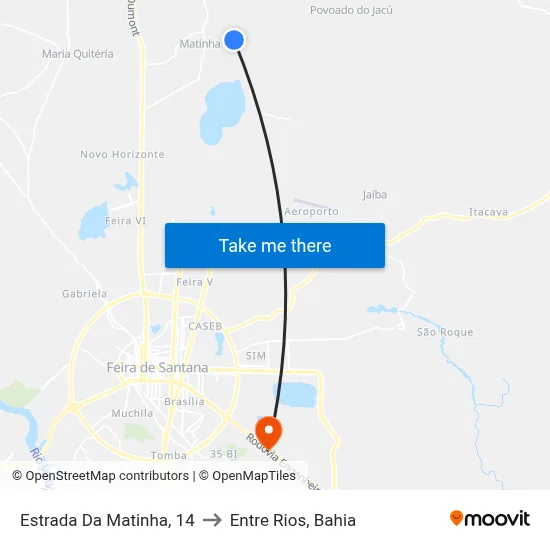 Estrada Da Matinha, 14 to Entre Rios, Bahia map
