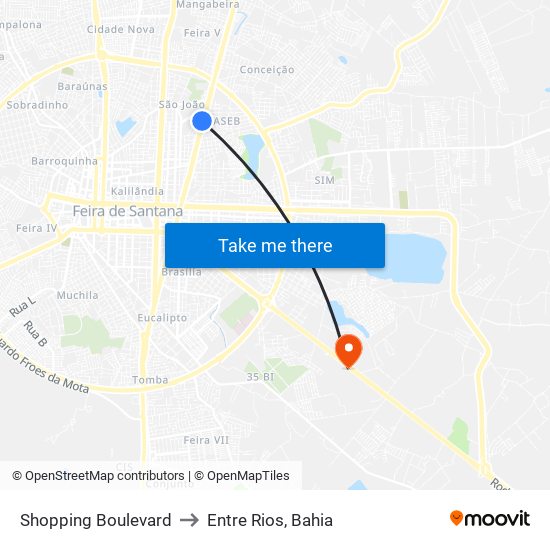 Shopping Boulevard to Entre Rios, Bahia map