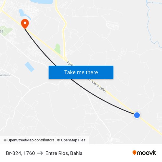 Br-324, 1760 to Entre Rios, Bahia map