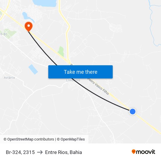 Br-324, 2315 to Entre Rios, Bahia map