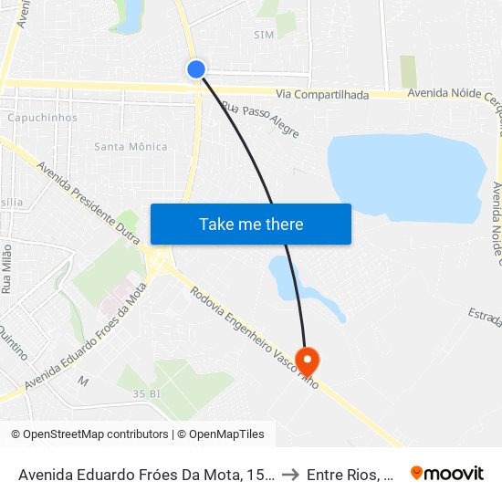 Avenida Eduardo Fróes Da Mota, 1558-1622 to Entre Rios, Bahia map