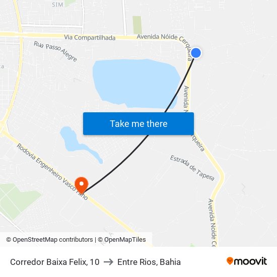 Corredor Baixa Felix, 10 to Entre Rios, Bahia map