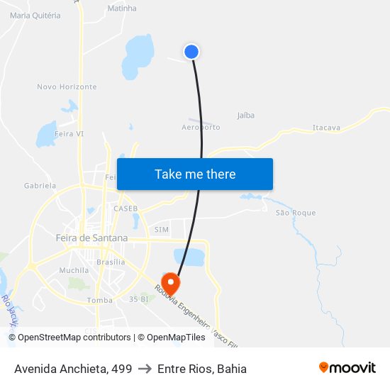 Avenida Anchieta, 499 to Entre Rios, Bahia map