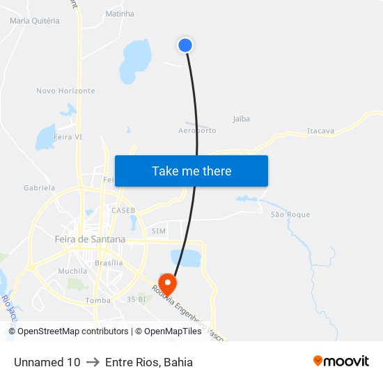 Unnamed 10 to Entre Rios, Bahia map