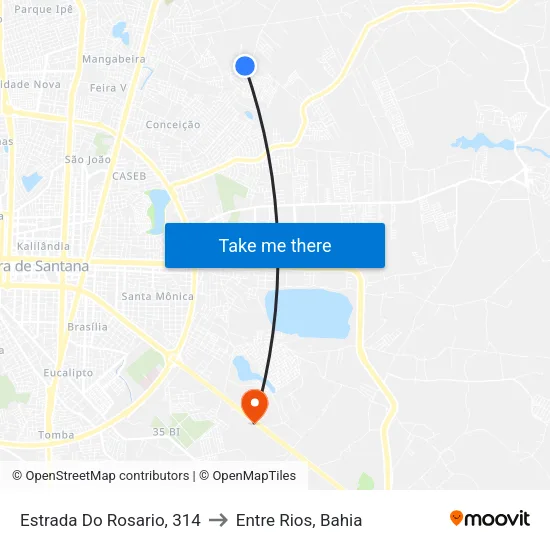 Estrada Do Rosario, 314 to Entre Rios, Bahia map