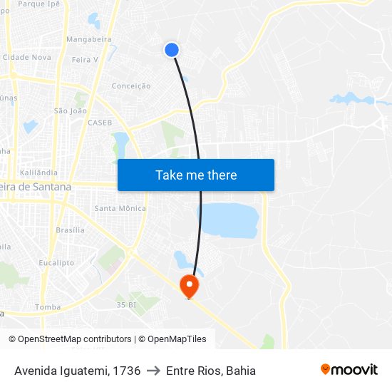 Avenida Iguatemi, 1736 to Entre Rios, Bahia map