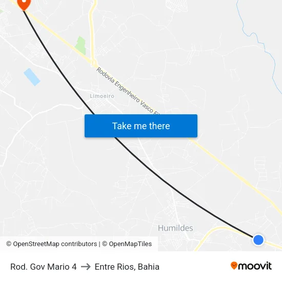 Rod. Gov Mario 4 to Entre Rios, Bahia map
