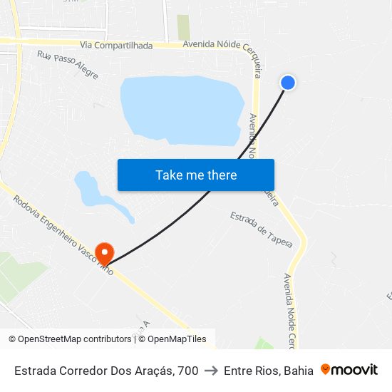 Estrada Corredor Dos Araçás, 700 to Entre Rios, Bahia map