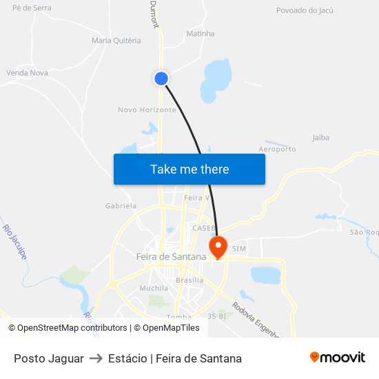 Posto Jaguar to Estácio | Feira de Santana map