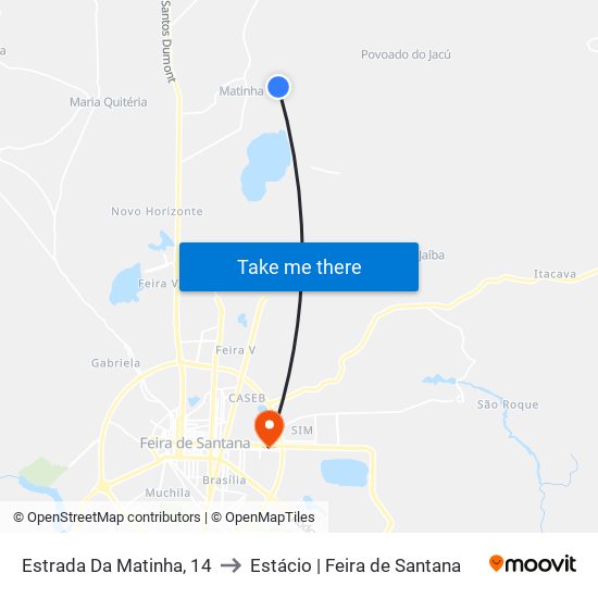 Estrada Da Matinha, 14 to Estácio | Feira de Santana map