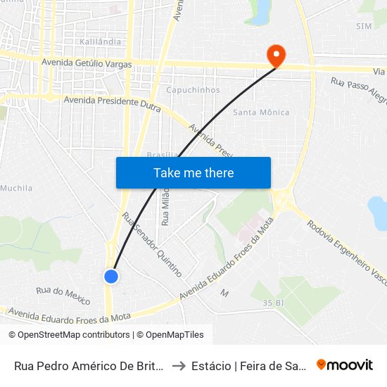 Rua Pedro Américo De Brito, 831 to Estácio | Feira de Santana map