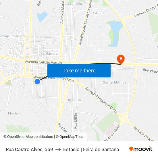 Rua Castro Alves, 569 to Estácio | Feira de Santana map