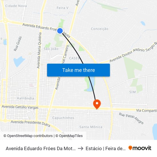 Avenida Eduardo Fróes Da Mota, 4170-4188 to Estácio | Feira de Santana map