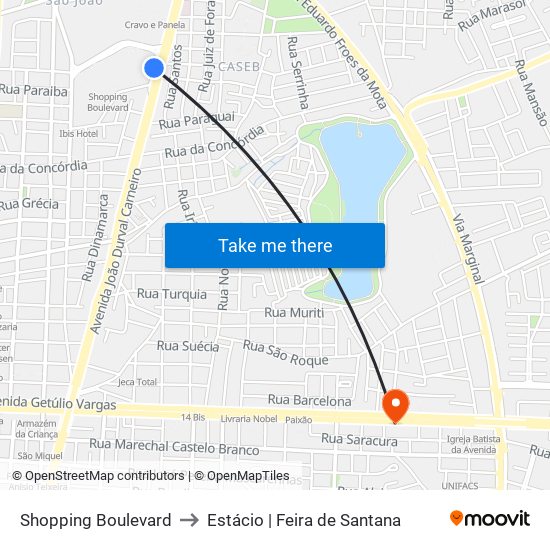 Shopping Boulevard to Estácio | Feira de Santana map