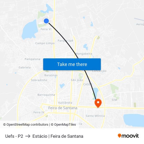 Uefs - P2 to Estácio | Feira de Santana map