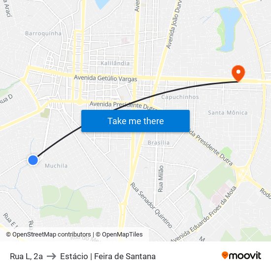 Rua L, 2a to Estácio | Feira de Santana map