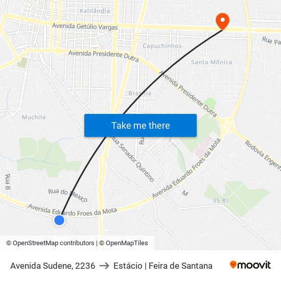 Avenida Sudene, 2236 to Estácio | Feira de Santana map