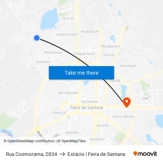 Rua Cosmorama, 2834 to Estácio | Feira de Santana map