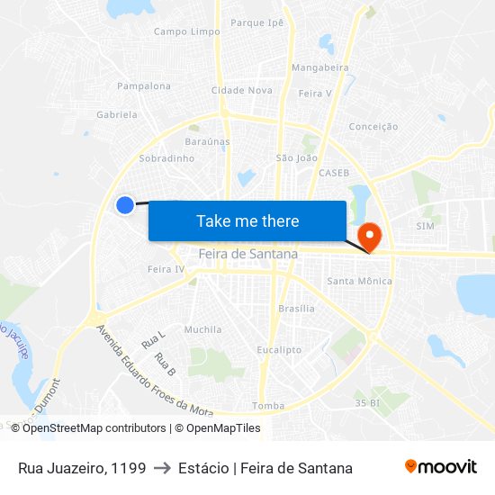 Rua Juazeiro, 1199 to Estácio | Feira de Santana map