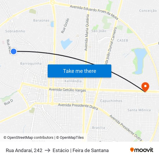 Rua Andaraí, 242 to Estácio | Feira de Santana map